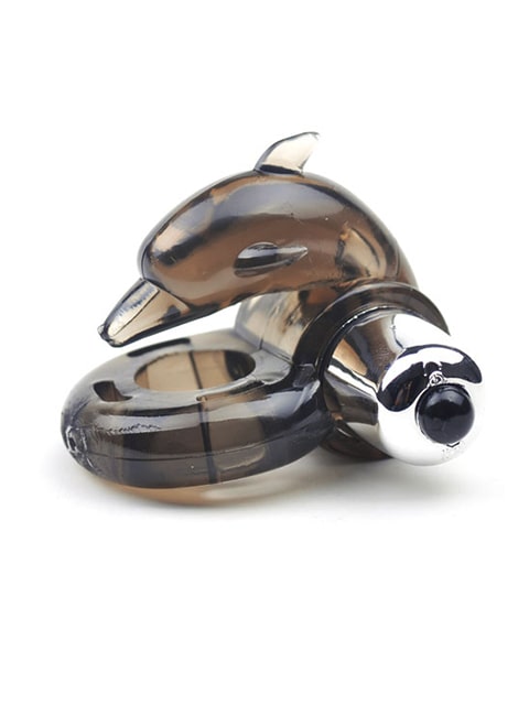 Anillo para el pene con vibración delfin color negro